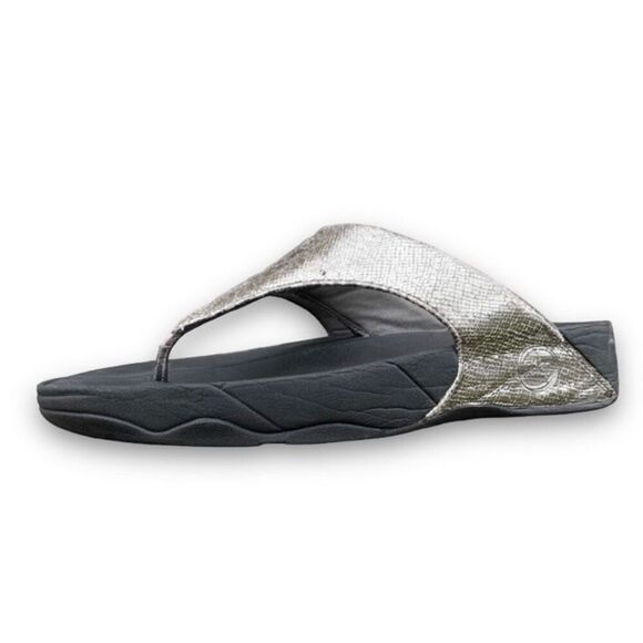 FitFlop Lulu Shimmer Print Flip Flop Comfort Platform Sandal Women’s size 10 - Picture 10 of 14